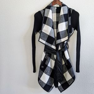 SheIn Black & Off-White Jacket w/ Pleather Details